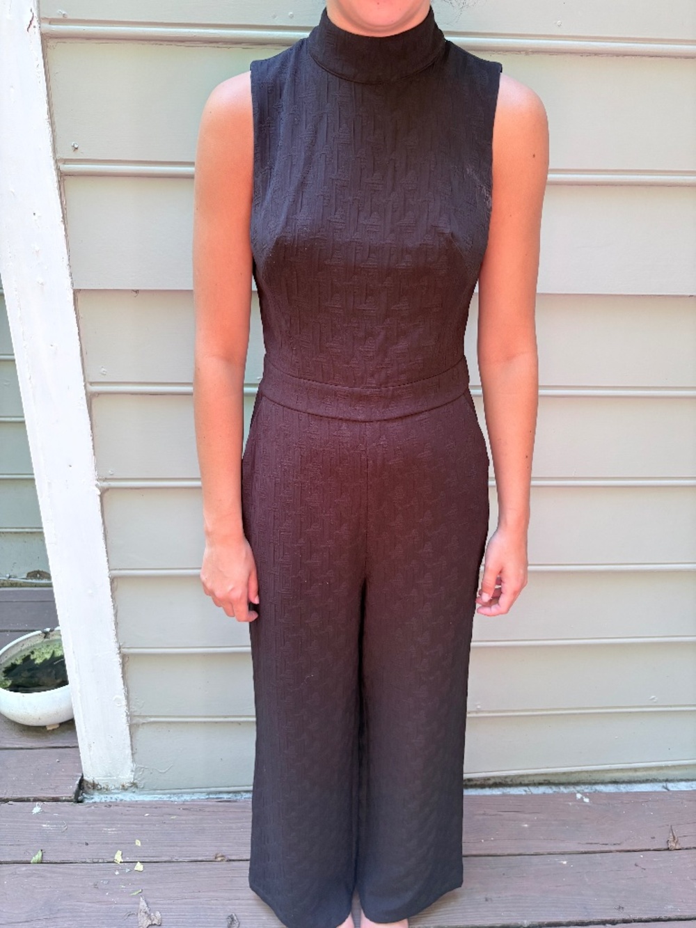 🖤 Anthropologie Eva Franco Charley Black Textured Mock Neck Jumpsuit XS